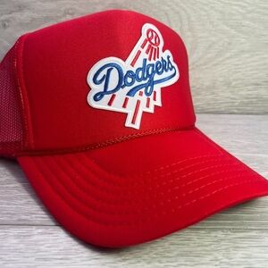 brand new never worn dodgers red trucker hat